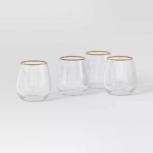 Threshold‎ 4pc Stemless Wine Glass Set Gold - Target